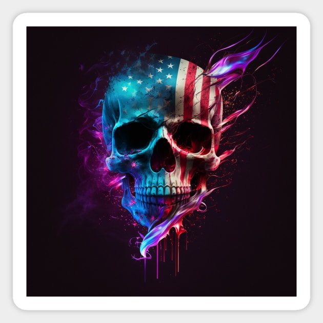 American Flag and Skull Art Sticker by Jades-Corner